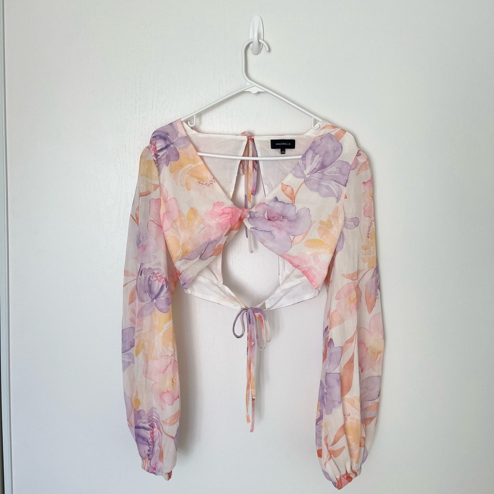 Floral Long Sleeve Crop Blouse